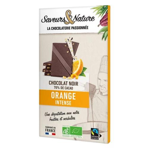 Bien pratique à l’extérieur：Chocolat noir 70% orange bio Saveurs et Nature - 80 g