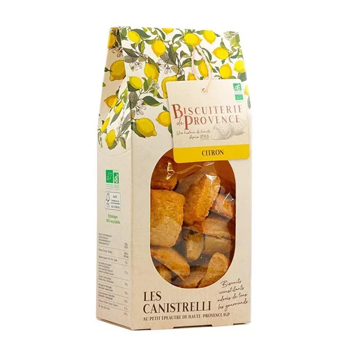 Pour vos besoins extérieurs：Canistrelli au citron bio Biscuiterie de Provence - 180 g