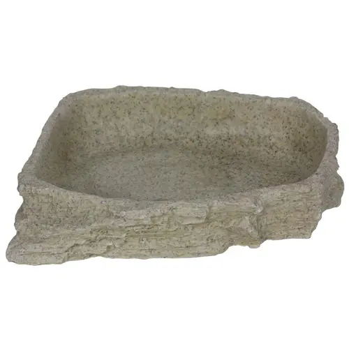 Moderne au jardin:Bassin ou mangeoire pour terrarium coloris gris Reptile Planet Stone Age Serie Dish L - 17,5 x 3,5 x 14 cm