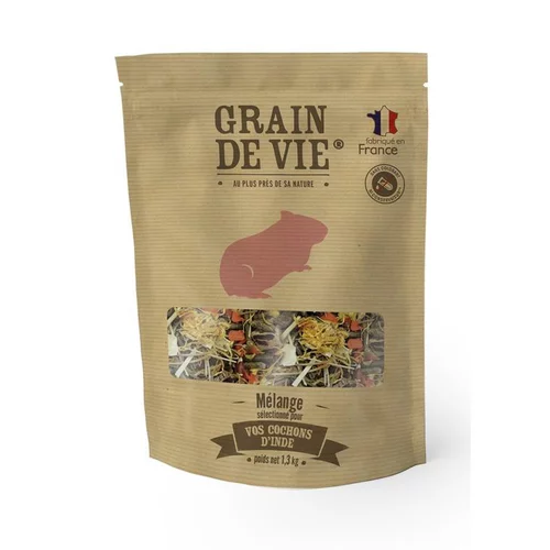 Pour profiter du jardin:Nourriture aux aliments complets pour cochons d'inde Grain de vie - 1,3 kg