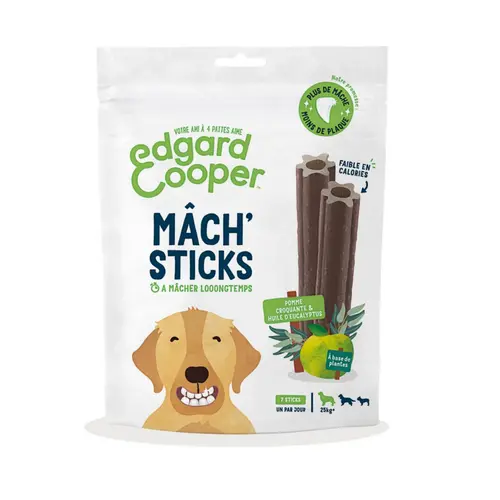 Style pour le jardin：Friandises pour chien de grande taille dès 4 mois à la pomme et à l'eucalyptus sans céréales Edgard & Cooper Mach'Sticks