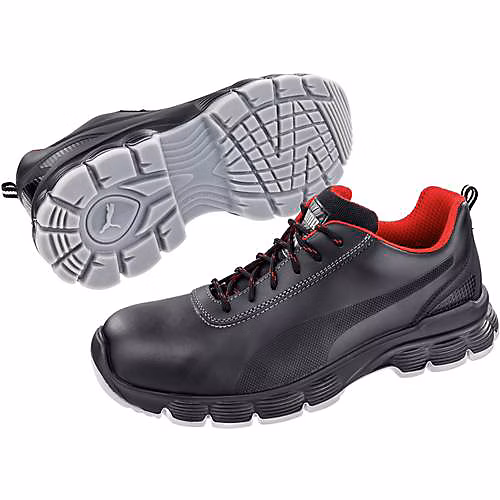 Chaussure de sécurité Condor Black Low S3 ESD SRC – modèle 640521, Puma Safety, noir/rouge
