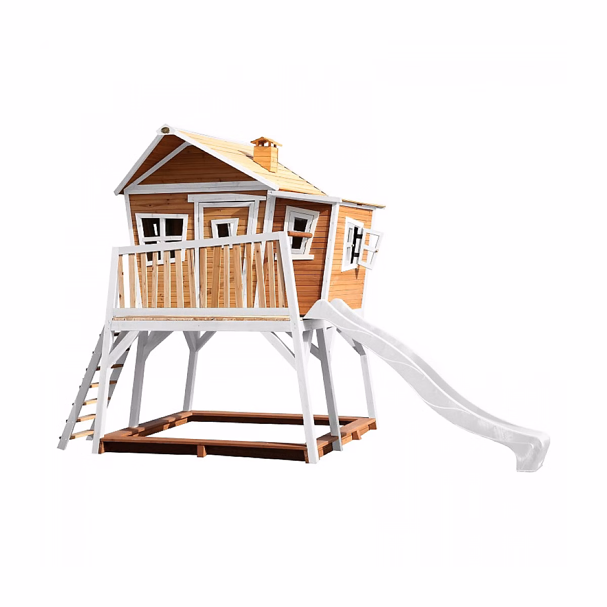 Jeux et loisirs – AXI Maisonnette MAX Brun Blanc avec toboggan Blanc et bac à sable