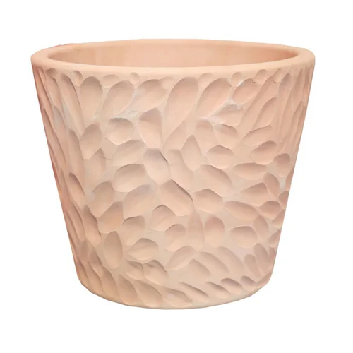 Pour votre quotidien：Pot conique en terre cuite coloris beige Poterie du Bousquet Artisan - Ø 36 x H 30 cm