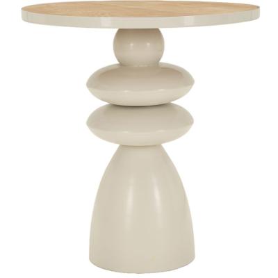 Bout de canapé en métal avec plateau en bois Top (45.5 x 49 cm)