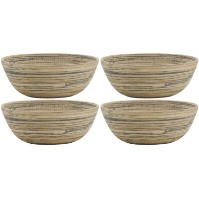 Corbeille ronde en bambou naturel et noir (Lot de 4)