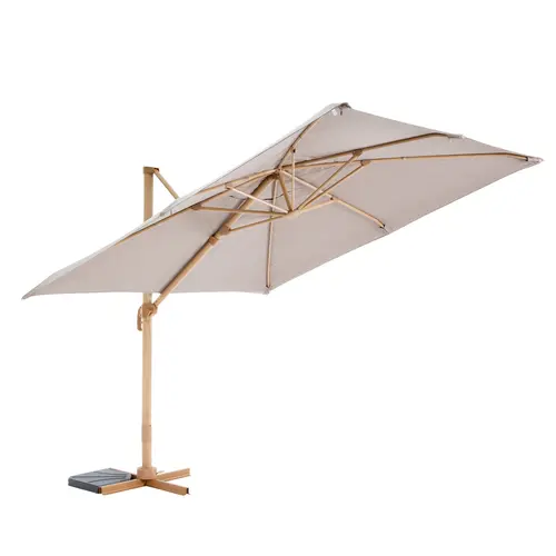 Solution maison：Parasol déporté carré en aluminium coloris taupe - 300 x 300 cm