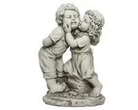 Bien pensé pour le jardin：Statue enfants en magnésium blanc cassé Kaemingk - 25 x 40,5 x 60 cm