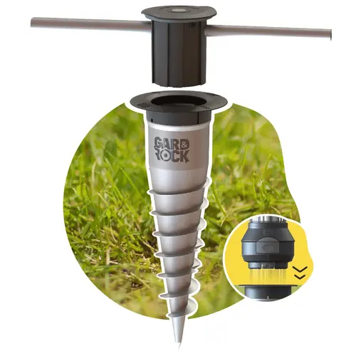 Jardin & confort:Base d'ancrage en aluminium à visser ou à sceller pour parasols, tonnelles, pieds de parasol, poteaux de hamacs et mâts de voile d'ombrage Gard&Rock - Ø 11 x 30 cm