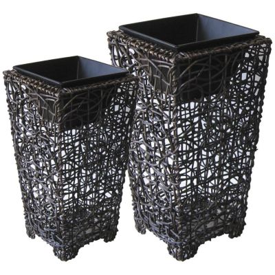 Vases en rotin et métal (Lot de 2)