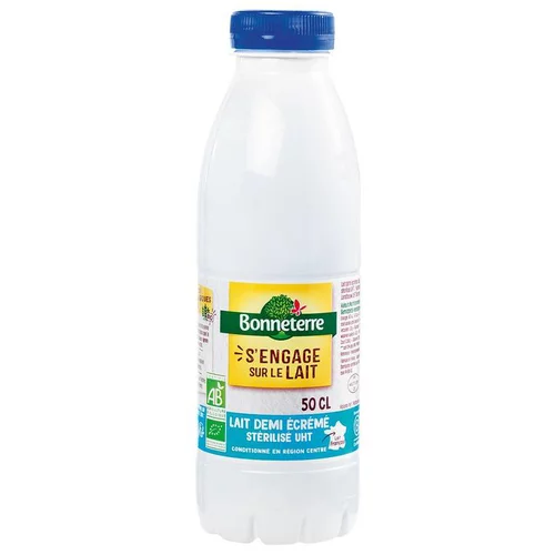 Nature extérieur:Lait UHT demi écrémé bio Bonneterre - 50 cl
