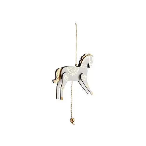 Facile pour le jardin：Décoration à suspendre cheval à bascule en bois argent et or - 8 x 12 cm