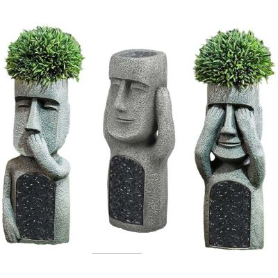 Jardinière Moai en polyrésine (Lot de 3)