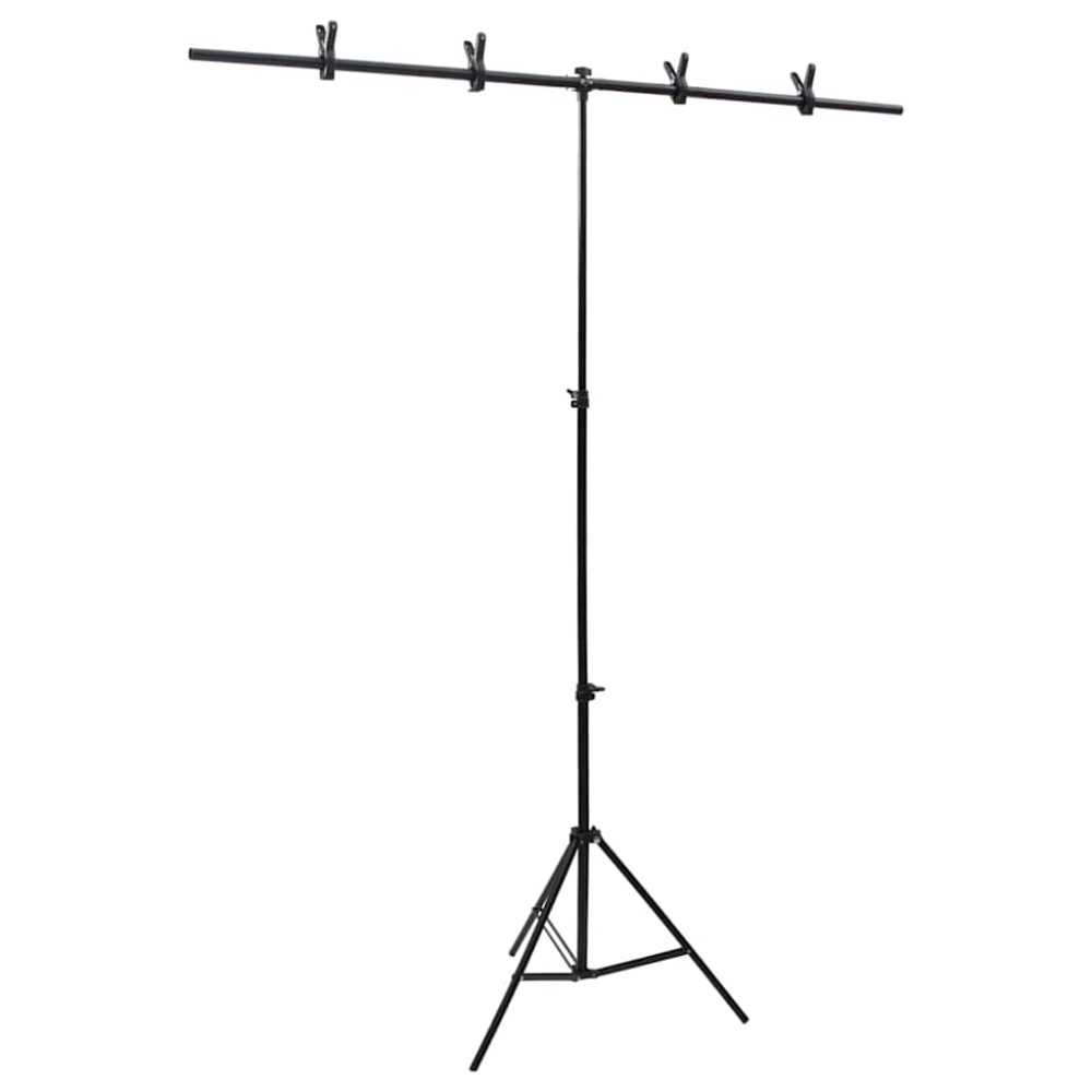 vidaXL Support de fond en forme de T Noir 151x60x(70-200) cm – Matériel de jardin