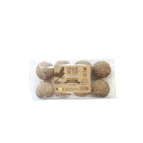 Pour valoriser votre jardin:Lot de 8 boules de graisse pour oiseaux Grain de Vie - 720 g