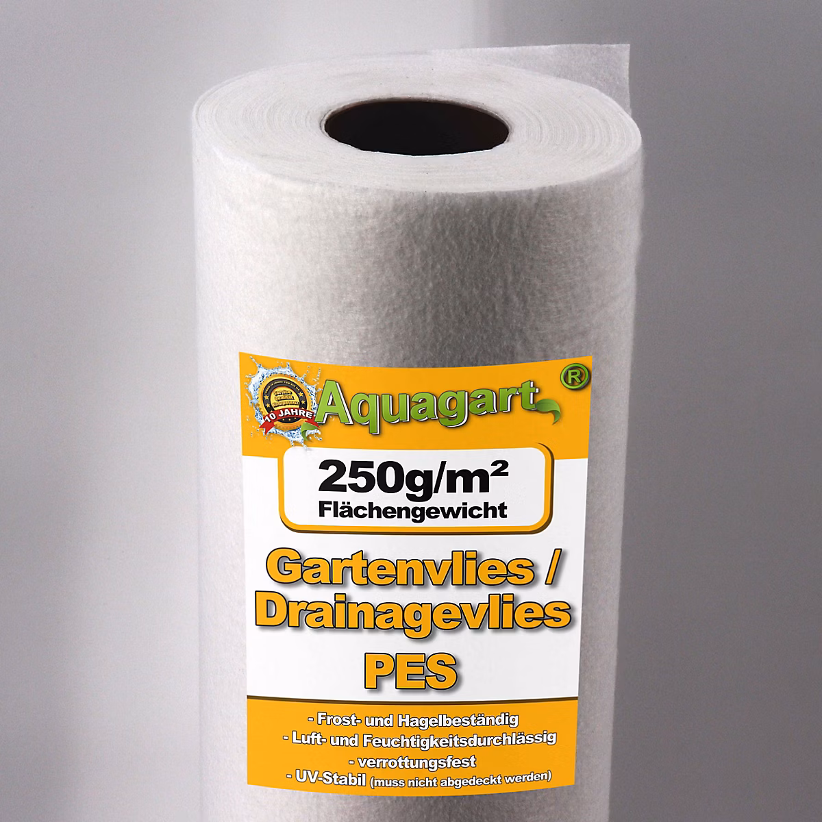 120 m² feutre géotextile – film de paillage, feutre de bassin 250 g, 1,6 m Aquagart