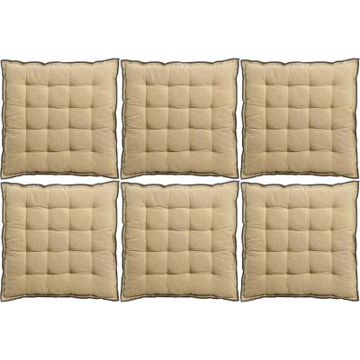 Galette de chaise en coton recyclé Grace (Lot de 6) (Camel)