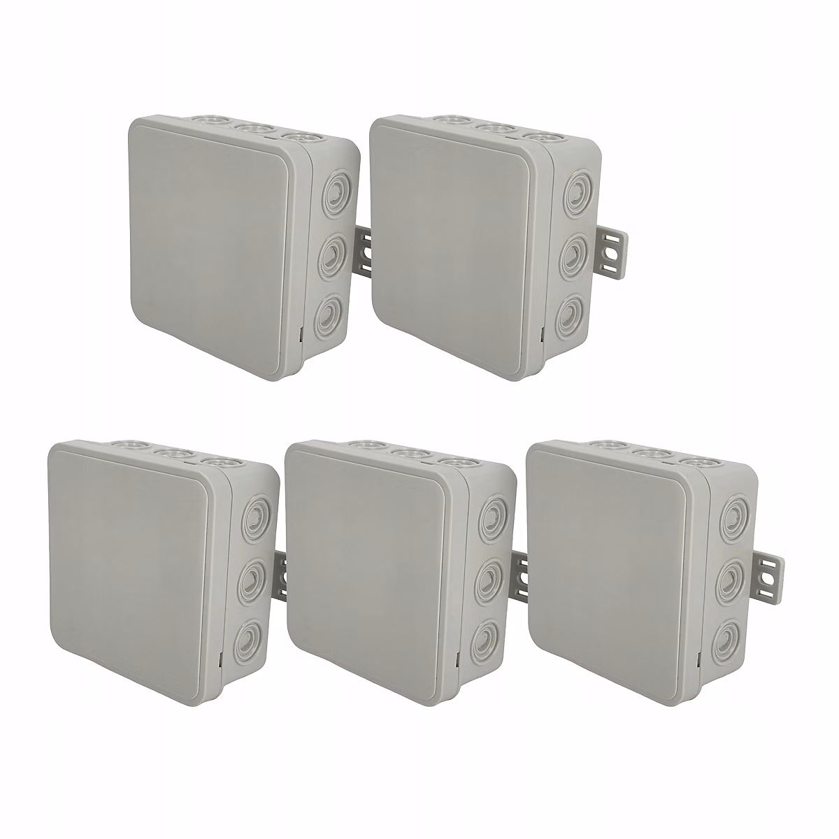 Boîte dérivation flexible en saillie IP54 100 × 100 × 41mm 12 entrées clip gris 5 pièces EDO