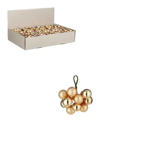 Jardin & équipement:Grappe de boules de Noël en verre or sur fil - Ø 2 cm