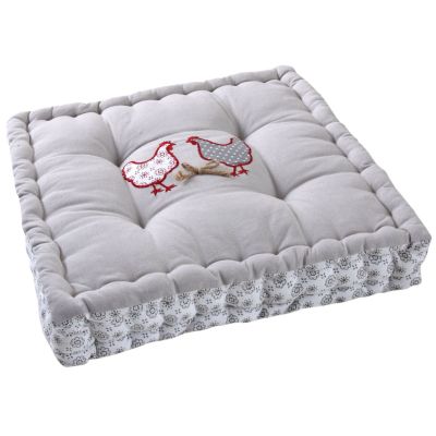 Coussin carré en coton et lin (Poule)