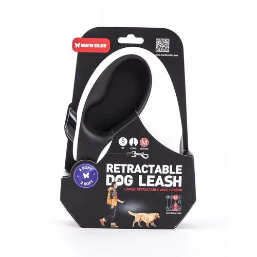 Une idée pratique pour le jardin:Laisse rétractable 2 Soft cordon coloris noir et blanc - M