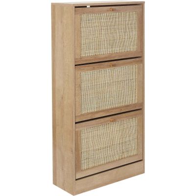 Meuble à chaussures cannage et bois 3 portes Bali