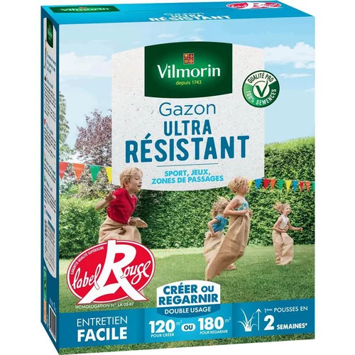 Pour plus de praticité au jardin:Graines de gazon à semer ultra résistant Label Rouge Vilmorin - 3 kg