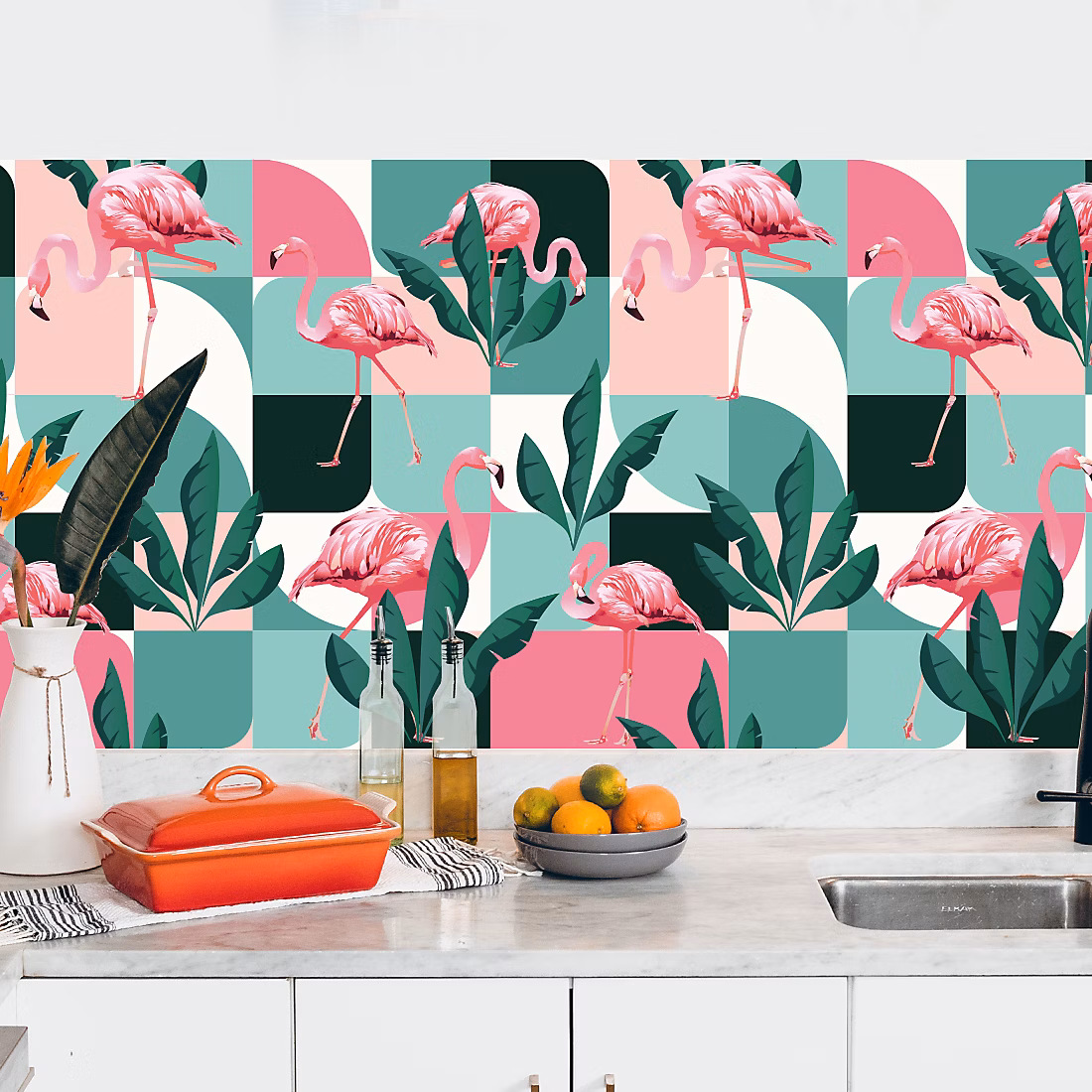 Crédence adhésive flamant rose 40 × 100 cm