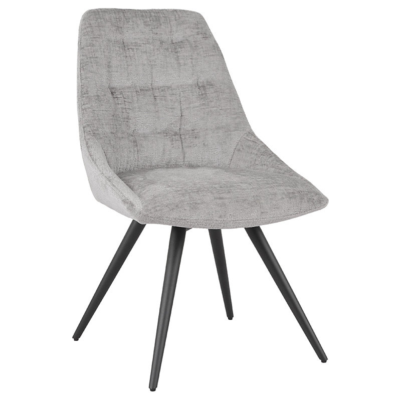 Chaise rotative 180 degré tissu doux gris clair et pieds métal – ATLANTIS
