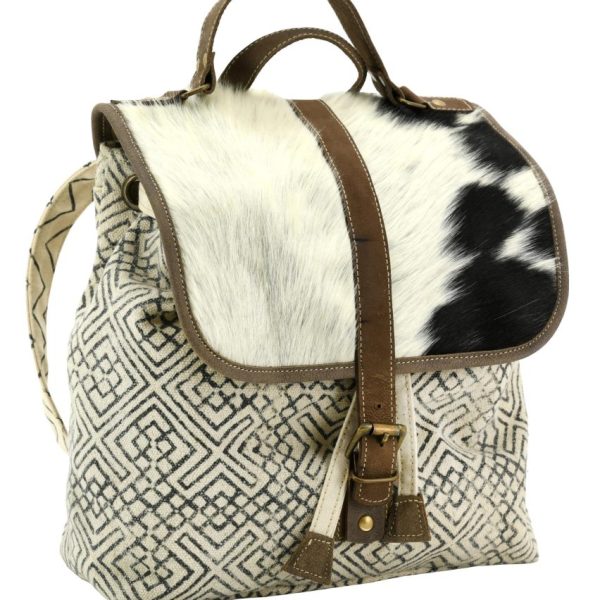 Sac à dos en coton et peau de vache Globe Trotteur