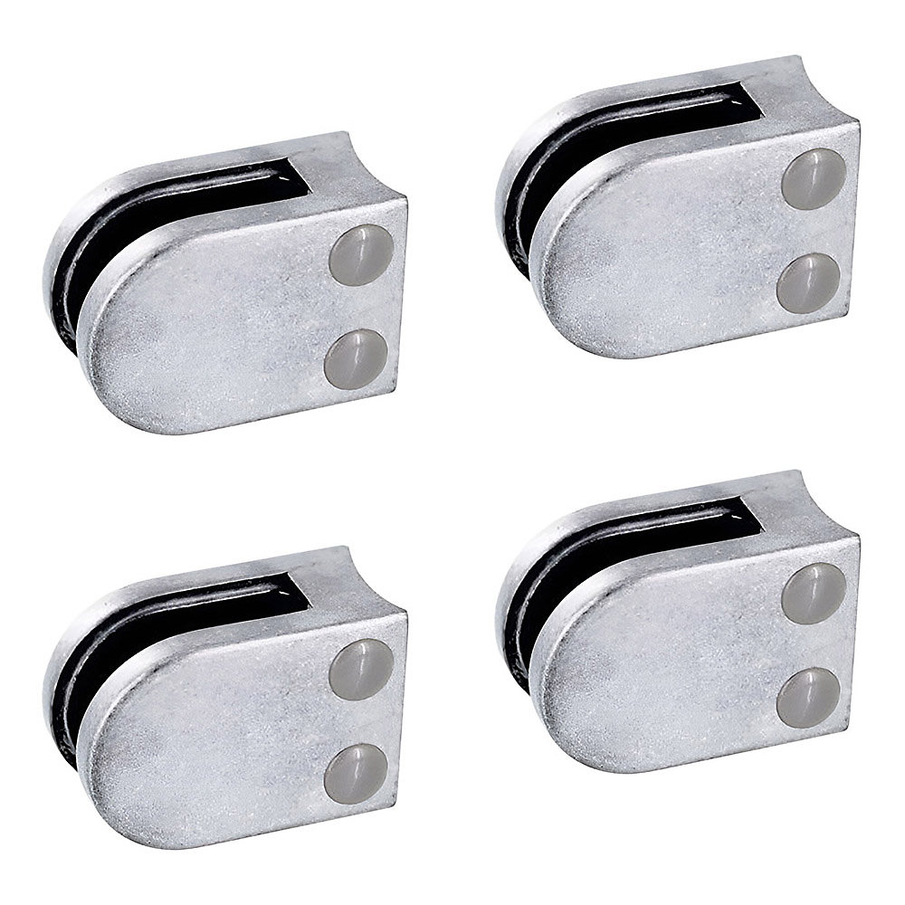 4 x Pince à verre pour tube diam. 42 – 4 modèle 02 | Ep. verre 6 mm | Zamak brut