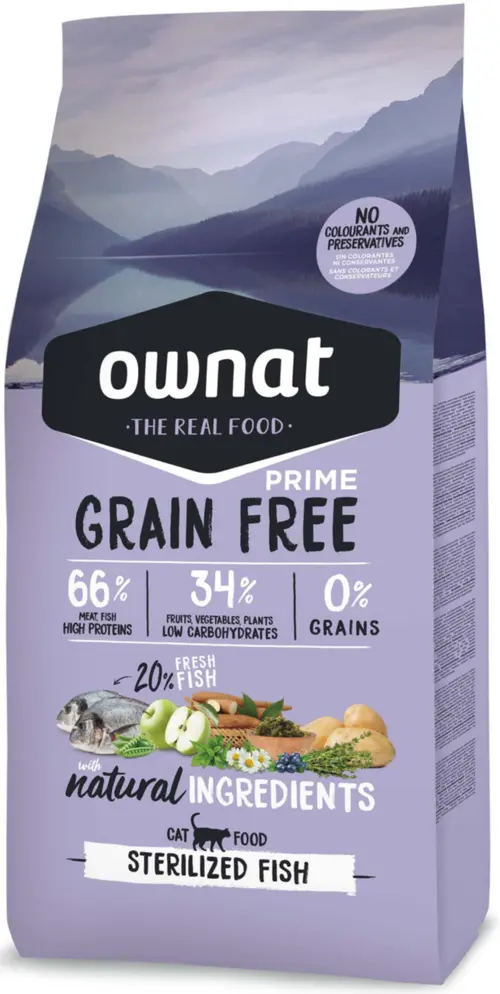 Un atout pour le jardin：Croquette pour chat adulte stérilisé Grain Free au poisson Ownat - 1 kg