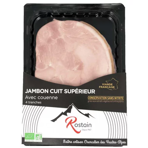 Confort jardin：Jambon cuit supérieur sans nitrite Rostain - 160 g