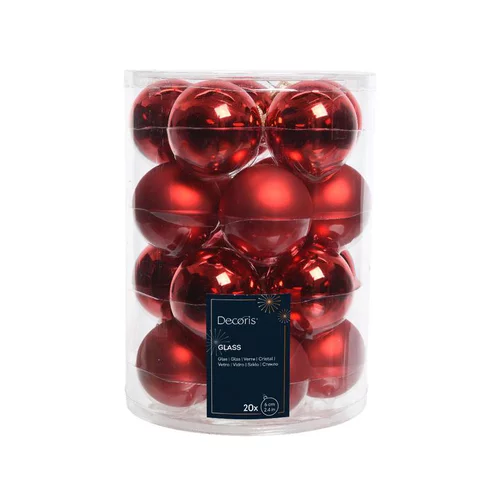 Choix pour le jardin：Boite de 20 boules rouge verre uni brillant mat - 3,50 x 22 x 23 cm