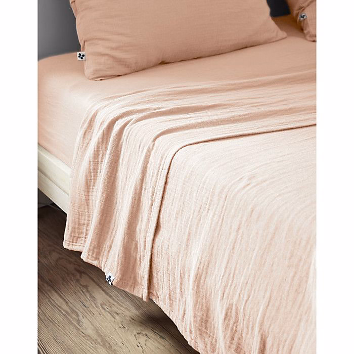 Drap plat Gaïa L'Effet Papillon 270 × 300 cm Rose gaze de coton
