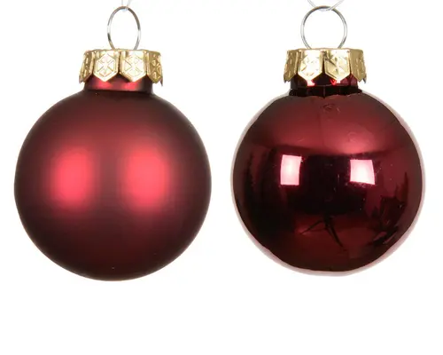 Pour vivre le jardin autrement:Ensemble de 20 boules en verre brillant et mat bordeaux - Ø 6 cm