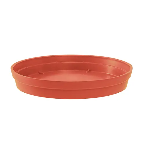 Utile pour l’extérieur:Soucoupe ronde en plastique coloris terre battue EDA Toscane - Ø 34,5 x H 4,8 cm