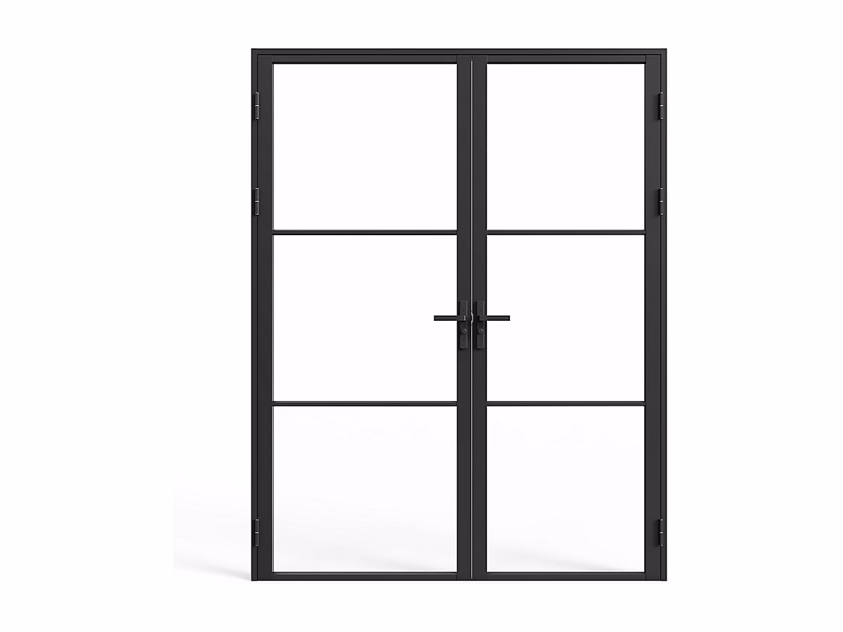 Bloc porte réversible à deux battants en aluminium et verre trempé – 2 x H204 x L83 cm | Noir | MASERU