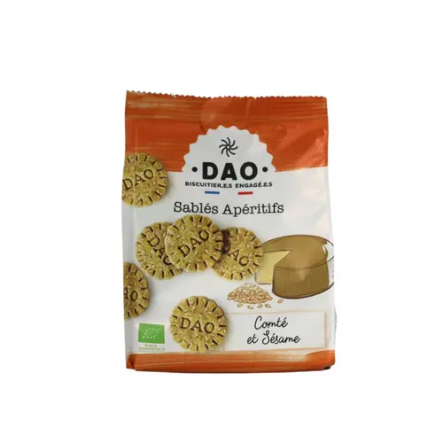 Adapté à l’extérieur：Sablés bio au comté et au sésame Dao - 100 g