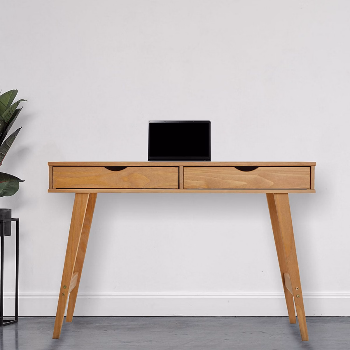 Bureau en pin massif brun avec 2 tiroirs – Réf. FKHPCGKOI1459999974