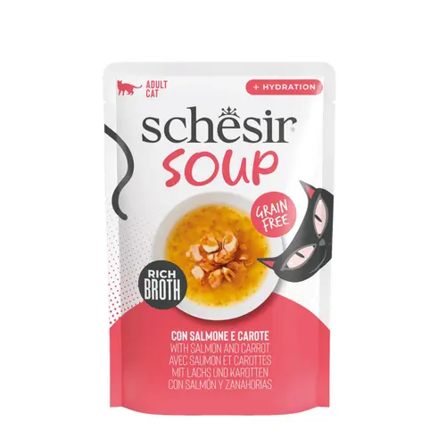 Essentiel nature：Alimentation humide soupe pour chat saumon carottes Schesir - 40 g