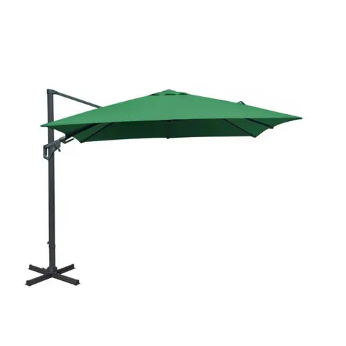 Une solution pour le jardin:Parasol déporté carré en aluminium coloris amande - 300 x 300 cm