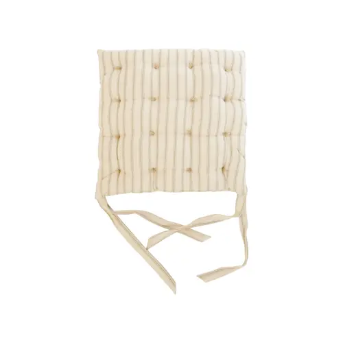 Pratique extérieur：Galette de chaise carrée en coton kaki Isabeau - 40 x 40 cm