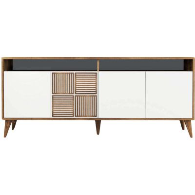 Buffet en aggloméré 4 portes Milan (Noyer et blanc)