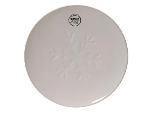 Pour transformer votre jardin：Assiette à dessert en grès motif flocon - Ø 20 cm