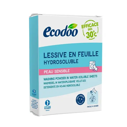 Sélection utile:Lessive en feuille hydrosoluble peau sensible Ecodoo