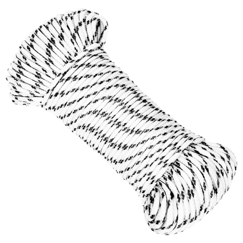 vidaXL Corde de bateau tressé Blanc 5 mmx100 m Polyester – 5 mm 100 m