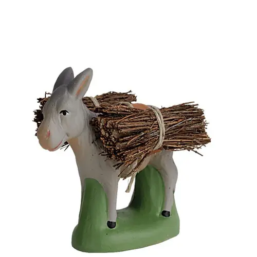 Ambiance jardin：Animal de crèche de Noël âne aux fagots Santons Escoffier - 7 cm