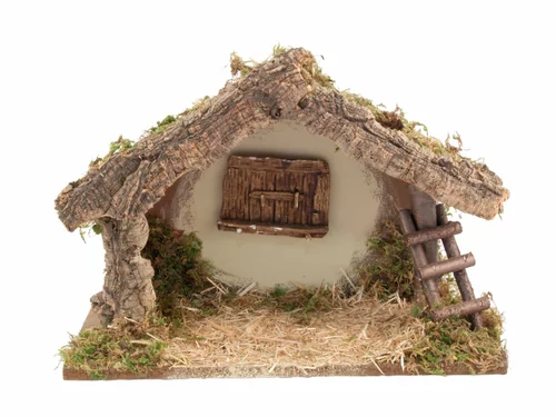 Pour vos moments en extérieur:Crèche avec fenêtre et échelle - 36 cm