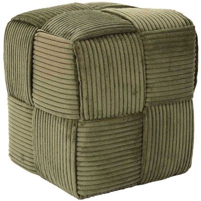 Pouf en tissu côtelé tressé Scott (Vert)